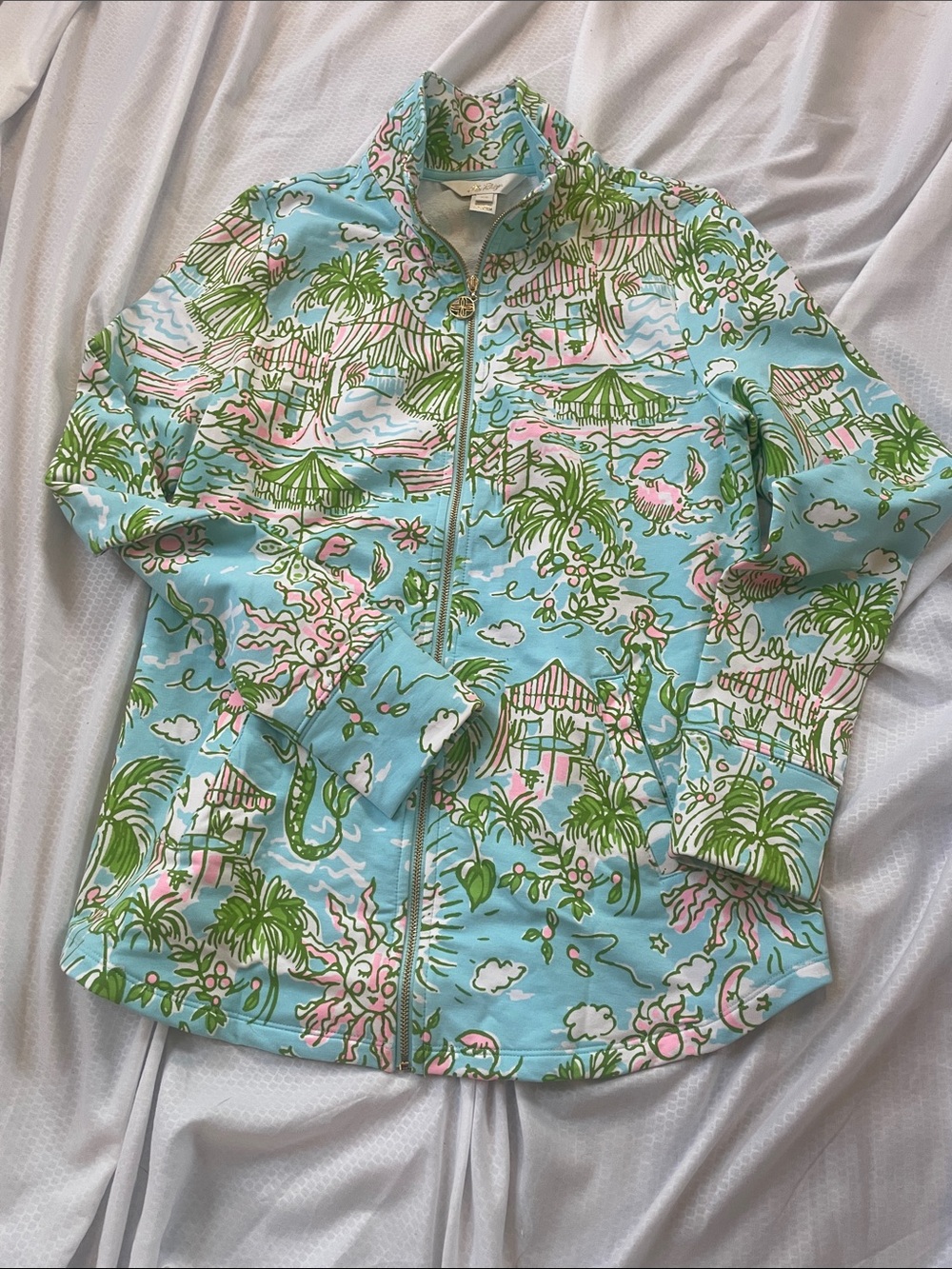 Lilly Pulitzer LEONA Tropical Print JACKET XS full zip RESORT golf tennis NWOT